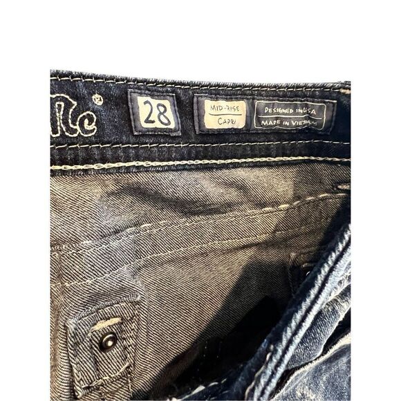 MISS ME Rhinestones embroidered capri jeans size 28 - Picture 7 of 10